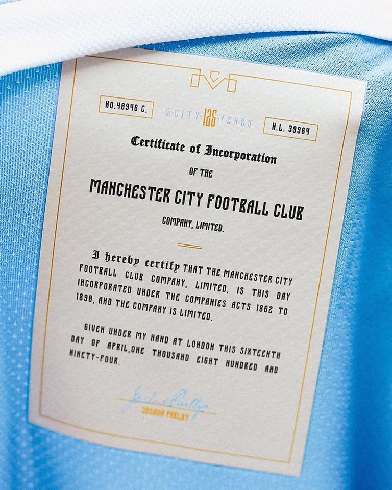 Man city sale 125 year shirt